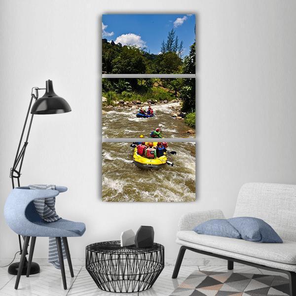 Rafting Race Vertical Canvas Wall Art-3 Vertical-Gallery Wrap-12" x 25"-Tiaracle