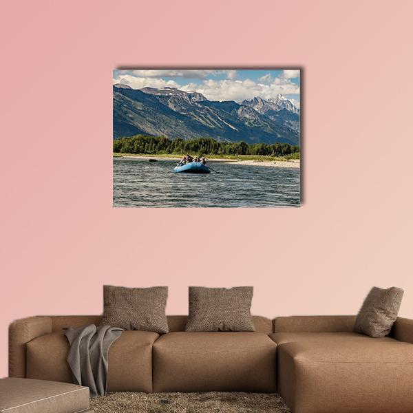Rafting The Snake River In Wyoming Canvas Wall Art-1 Piece-Gallery Wrap-48" x 32"-Tiaracle