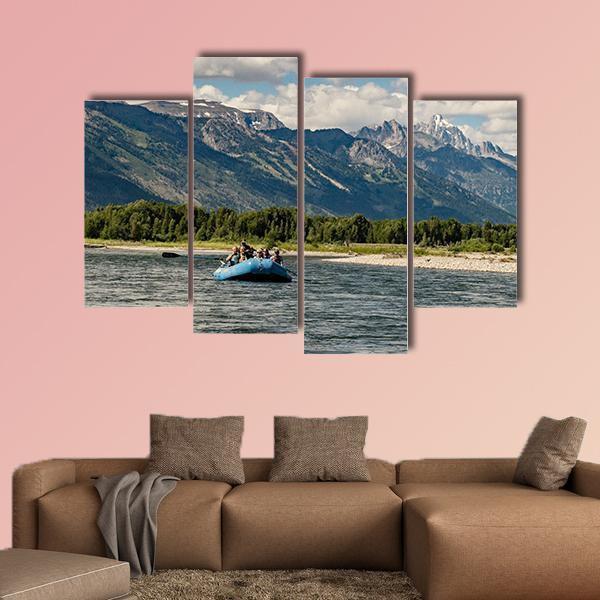 Rafting The Snake River In Wyoming Canvas Wall Art-4 Pop-Gallery Wrap-50" x 32"-Tiaracle