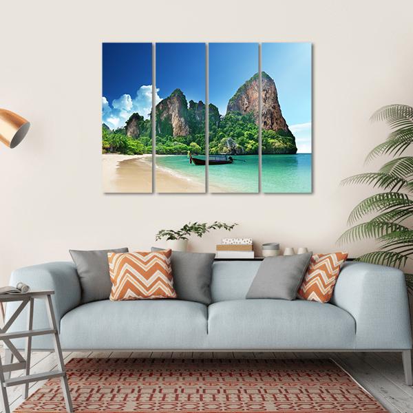 Railay Beach In Krabi Thailand Canvas Wall Art-4 Horizontal-Gallery Wrap-34" x 24"-Tiaracle