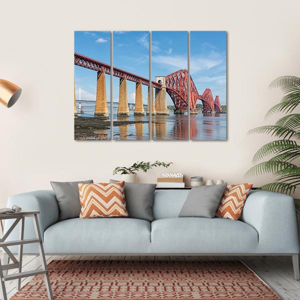 Railway Bridge Over Firth Of Forth In Scotland Canvas Wall Art-4 Horizontal-Gallery Wrap-34" x 24"-Tiaracle