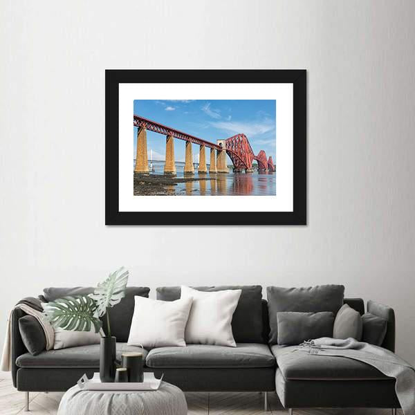 Railway Bridge Over Firth Of Forth In Scotland Canvas Wall Art-3 Horizontal-Gallery Wrap-25" x 16"-Tiaracle