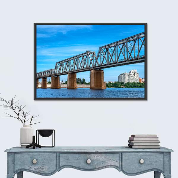 Railway Bridge Over The River Canvas Wall Art-1 Piece-Floating Frame-24" x 16"-Tiaracle