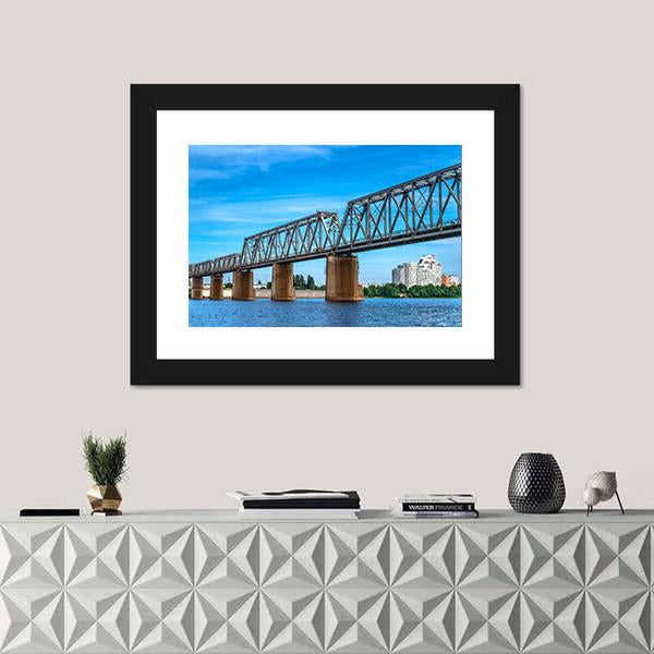Railway Bridge Over The River Canvas Wall Art-1 Piece-Framed Print-20" x 16"-Tiaracle