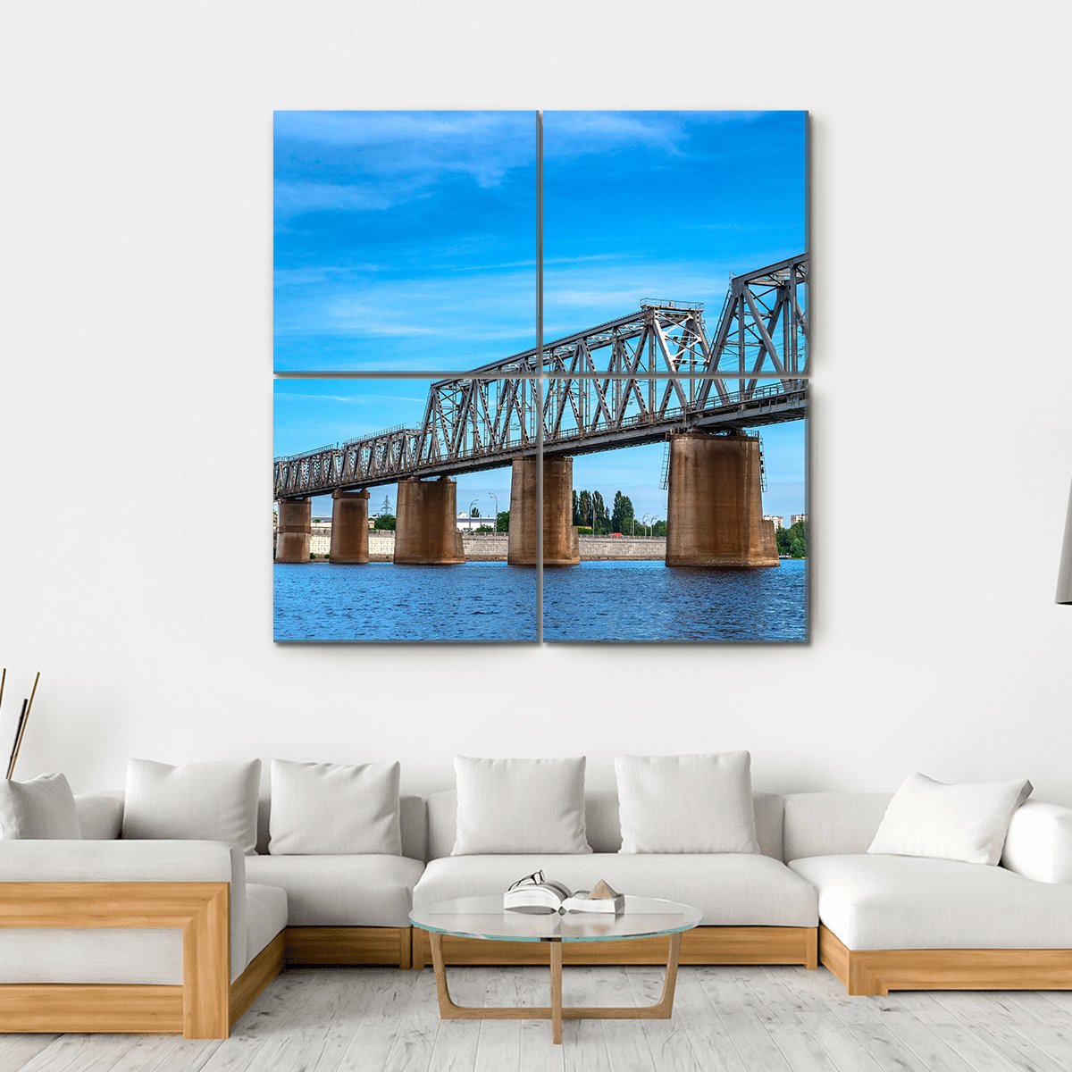 Railway Bridge Over The River Canvas Wall Art-4 Square-Gallery Wrap-17" x 17"-Tiaracle