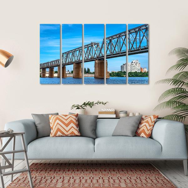 Railway Bridge Over The River Canvas Wall Art-5 Horizontal-Gallery Wrap-22" x 12"-Tiaracle