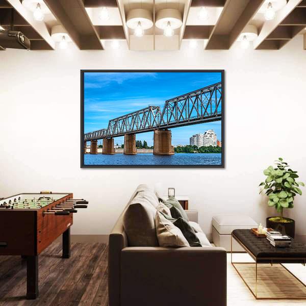 Railway Bridge Over The River Canvas Wall Art-3 Horizontal-Gallery Wrap-25" x 16"-Tiaracle