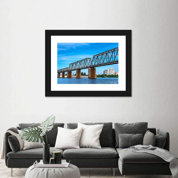 Railway Bridge Over The River Canvas Wall Art-3 Horizontal-Gallery Wrap-25" x 16"-Tiaracle