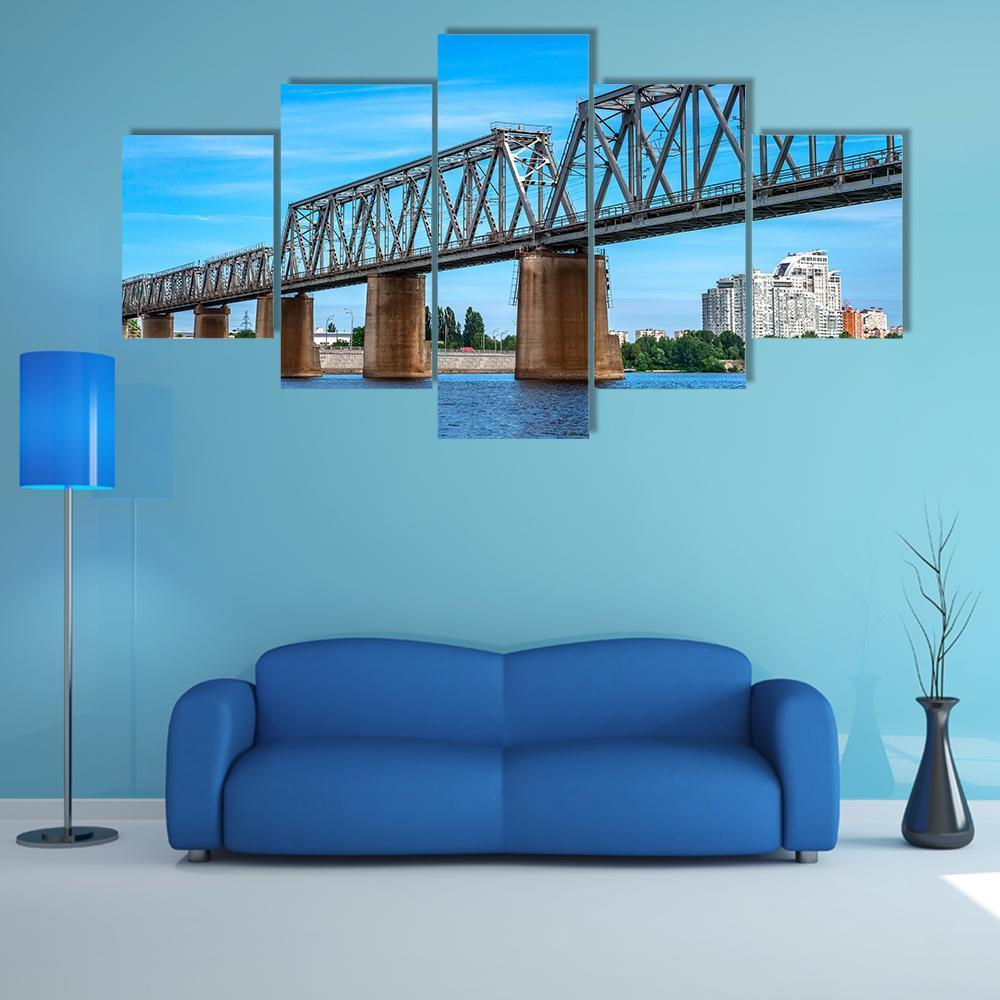 Railway Bridge Over The River Canvas Wall Art-5 Star-Gallery Wrap-62" x 32"-Tiaracle