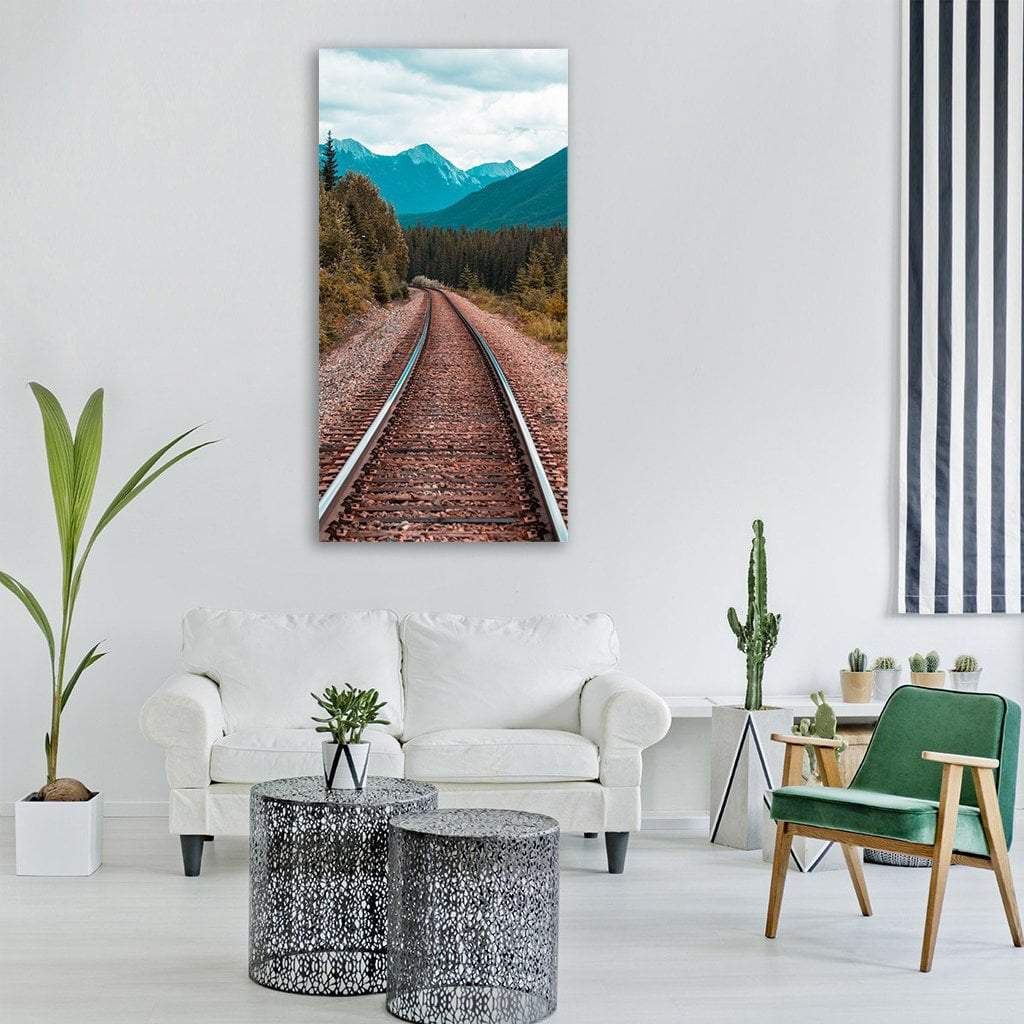 Railway Railroad Vertical Canvas Wall Art-3 Vertical-Gallery Wrap-12" x 25"-Tiaracle