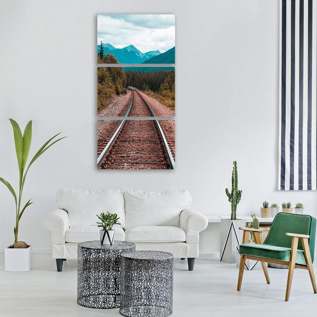 Railway Railroad Vertical Canvas Wall Art-3 Vertical-Gallery Wrap-12" x 25"-Tiaracle