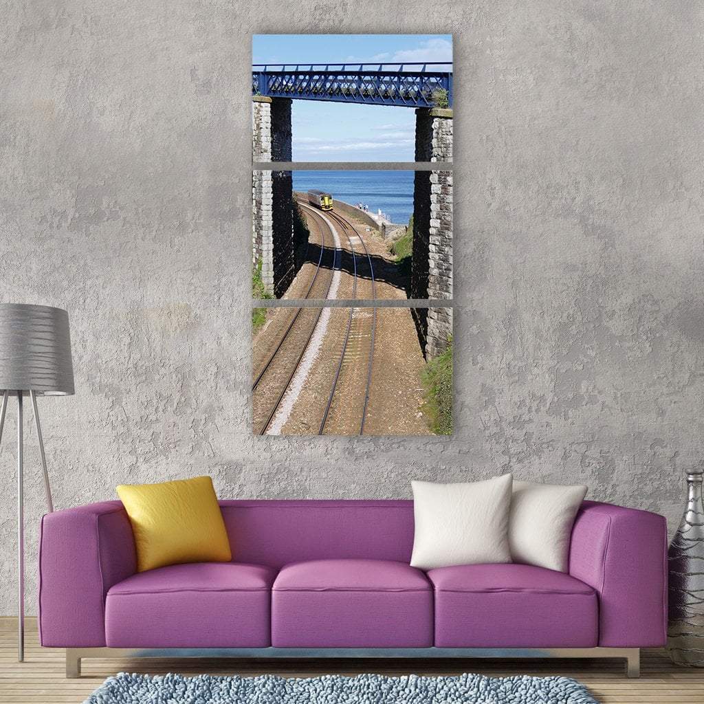 Railway Track And Bridge On Teignmouth Devon Coast Vertical Canvas Wall Art-3 Vertical-Gallery Wrap-12" x 25"-Tiaracle
