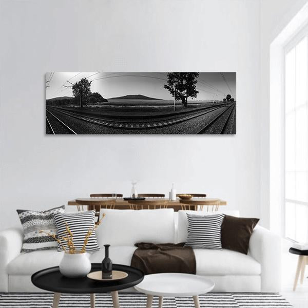 Railway Track Panoramic Canvas Wall Art-1 Piece-36" x 12"-Tiaracle