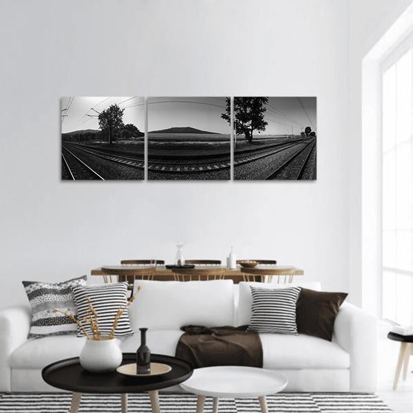 Railway Track Panoramic Canvas Wall Art-3 Piece-25" x 08"-Tiaracle