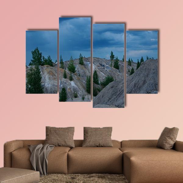 Rain Approaching Bare Hills In Russia Canvas Wall Art-4 Pop-Gallery Wrap-50" x 32"-Tiaracle