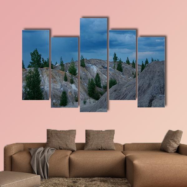 Rain Approaching Bare Hills In Russia Canvas Wall Art-5 Pop-Gallery Wrap-47" x 32"-Tiaracle