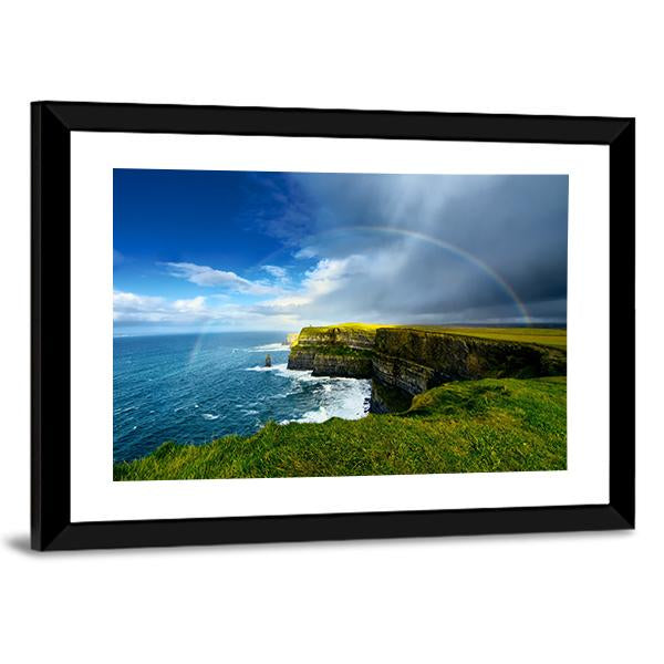 Rainbow Above Cliff Panoramic Canvas Wall Art-1 Piece-36" x 12"-Tiaracle