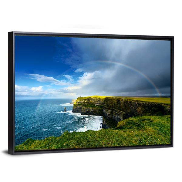 Rainbow Above Cliff Panoramic Canvas Wall Art-1 Piece-36" x 12"-Tiaracle