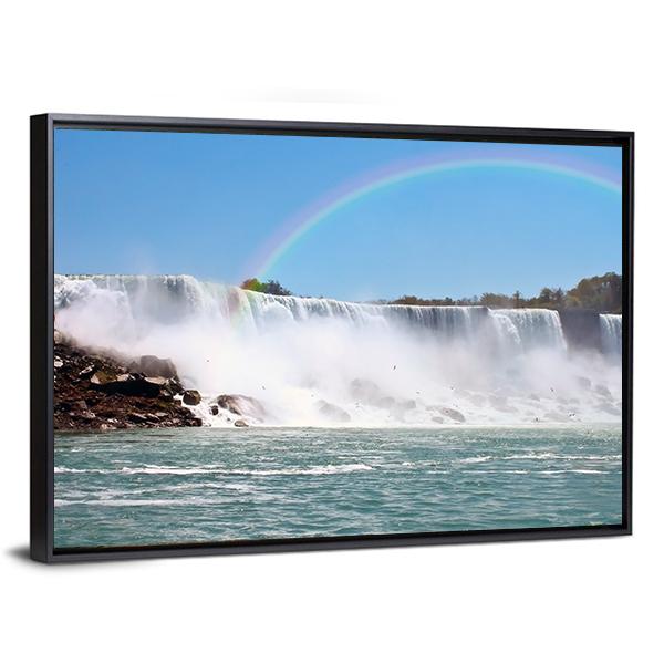 Rainbow At Niagara Falls Canvas Wall Art-3 Horizontal-Gallery Wrap-25" x 16"-Tiaracle