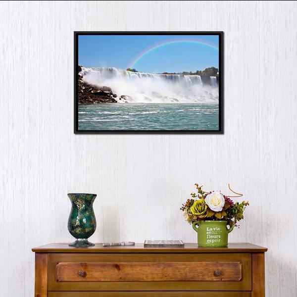 Rainbow At Niagara Falls Canvas Wall Art-3 Horizontal-Gallery Wrap-25" x 16"-Tiaracle