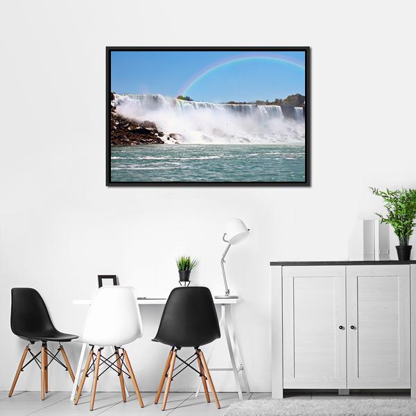 Rainbow At Niagara Falls Canvas Wall Art-3 Horizontal-Gallery Wrap-25" x 16"-Tiaracle