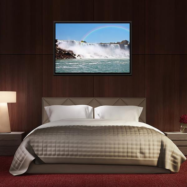 Rainbow At Niagara Falls Canvas Wall Art-3 Horizontal-Gallery Wrap-25" x 16"-Tiaracle