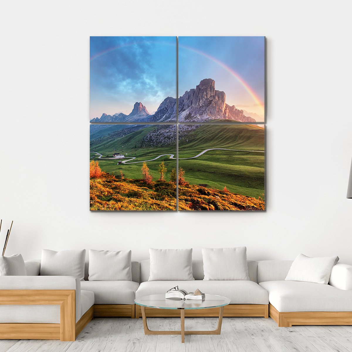 Rainbow In Alps Canvas Wall Art-4 Square-Gallery Wrap-17" x 17"-Tiaracle