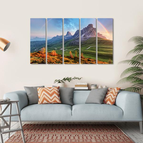 Rainbow In Alps Canvas Wall Art-5 Horizontal-Gallery Wrap-22" x 12"-Tiaracle