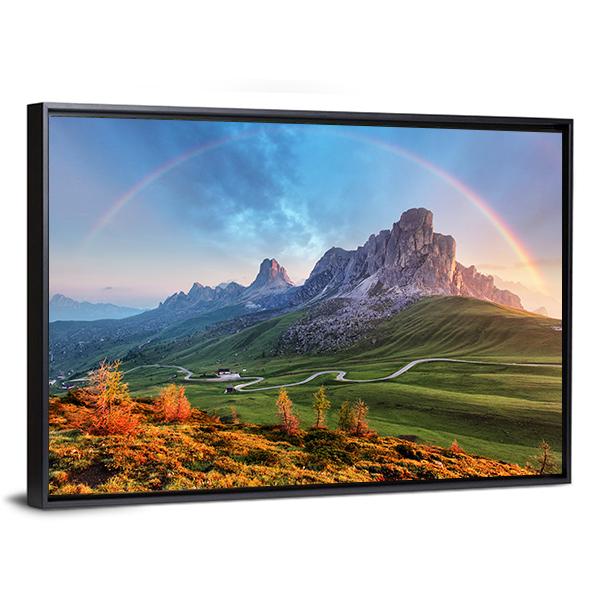 Rainbow In Alps Canvas Wall Art-3 Horizontal-Gallery Wrap-25&quot; x 16&quot;-Tiaracle
