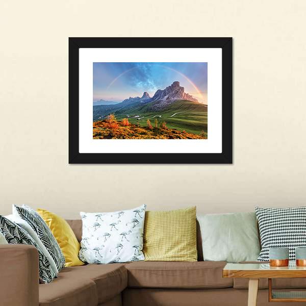 Rainbow In Alps Canvas Wall Art-3 Horizontal-Gallery Wrap-25&quot; x 16&quot;-Tiaracle