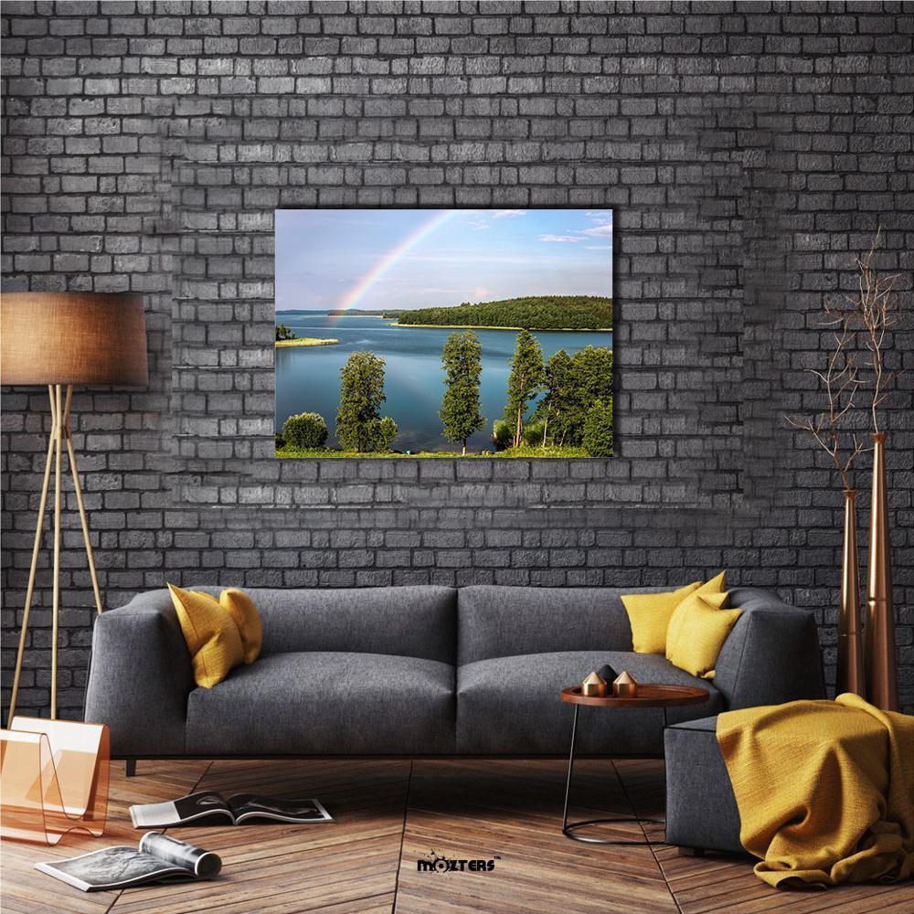 Rainbow In Summer Over Stroust Lake Canvas Wall Art-4 Horizontal-Gallery Wrap-34" x 24"-Tiaracle