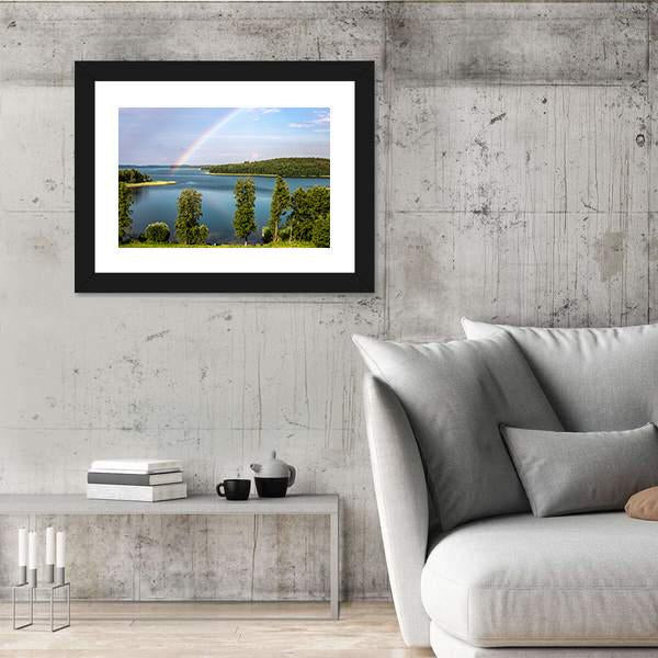 Rainbow In Summer Over Stroust Lake Canvas Wall Art-3 Horizontal-Gallery Wrap-25" x 16"-Tiaracle