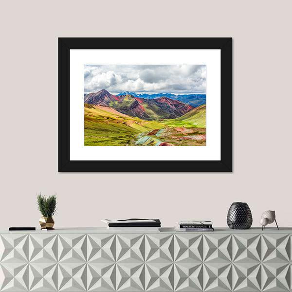Rainbow Mountain At Pitumarca In Peru Canvas Wall Art-1 Piece-Framed Print-20" x 16"-Tiaracle