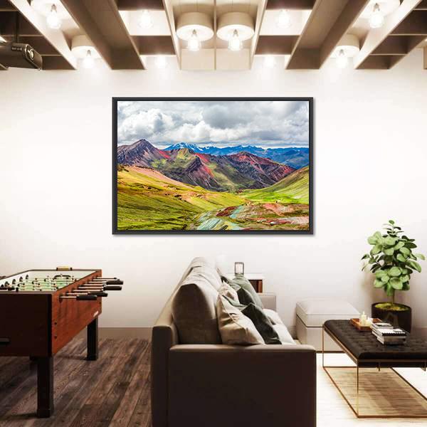 Rainbow Mountain At Pitumarca In Peru Canvas Wall Art-3 Horizontal-Gallery Wrap-25" x 16"-Tiaracle