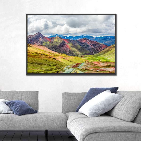 Rainbow Mountain At Pitumarca In Peru Canvas Wall Art-3 Horizontal-Gallery Wrap-25" x 16"-Tiaracle