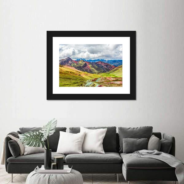 Rainbow Mountain At Pitumarca In Peru Canvas Wall Art-3 Horizontal-Gallery Wrap-25" x 16"-Tiaracle
