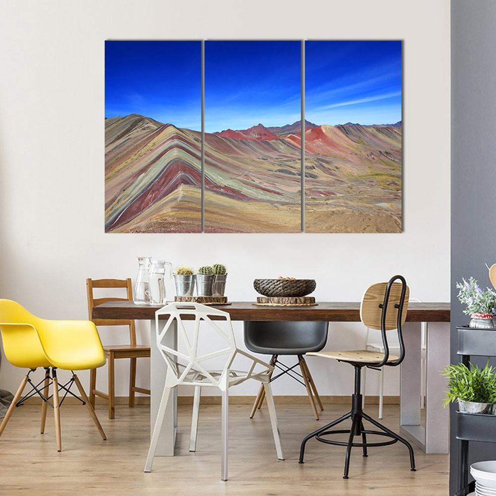 Rainbow Mountain In Peru Canvas Wall Art-3 Horizontal-Gallery Wrap-37&quot; x 24&quot;-Tiaracle