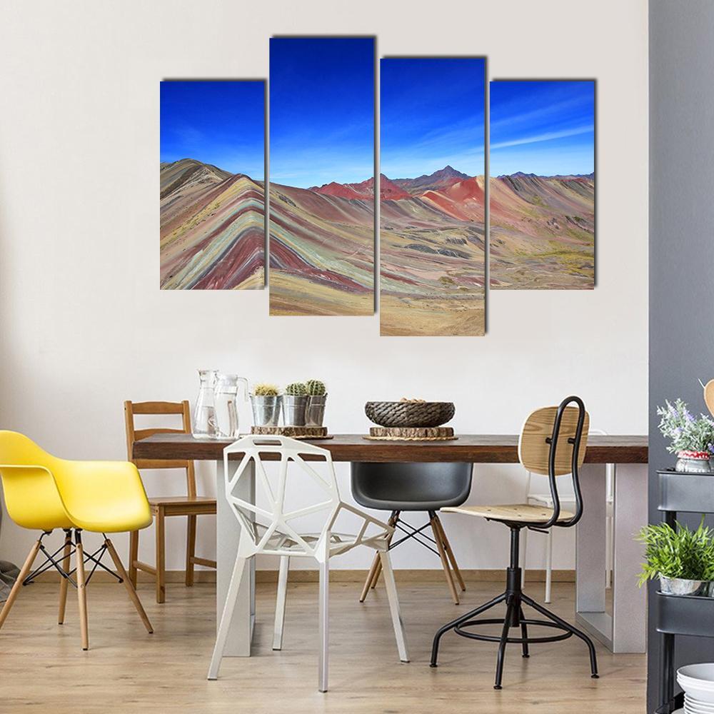 Rainbow Mountain In Peru Canvas Wall Art-4 Pop-Gallery Wrap-50" x 32"-Tiaracle