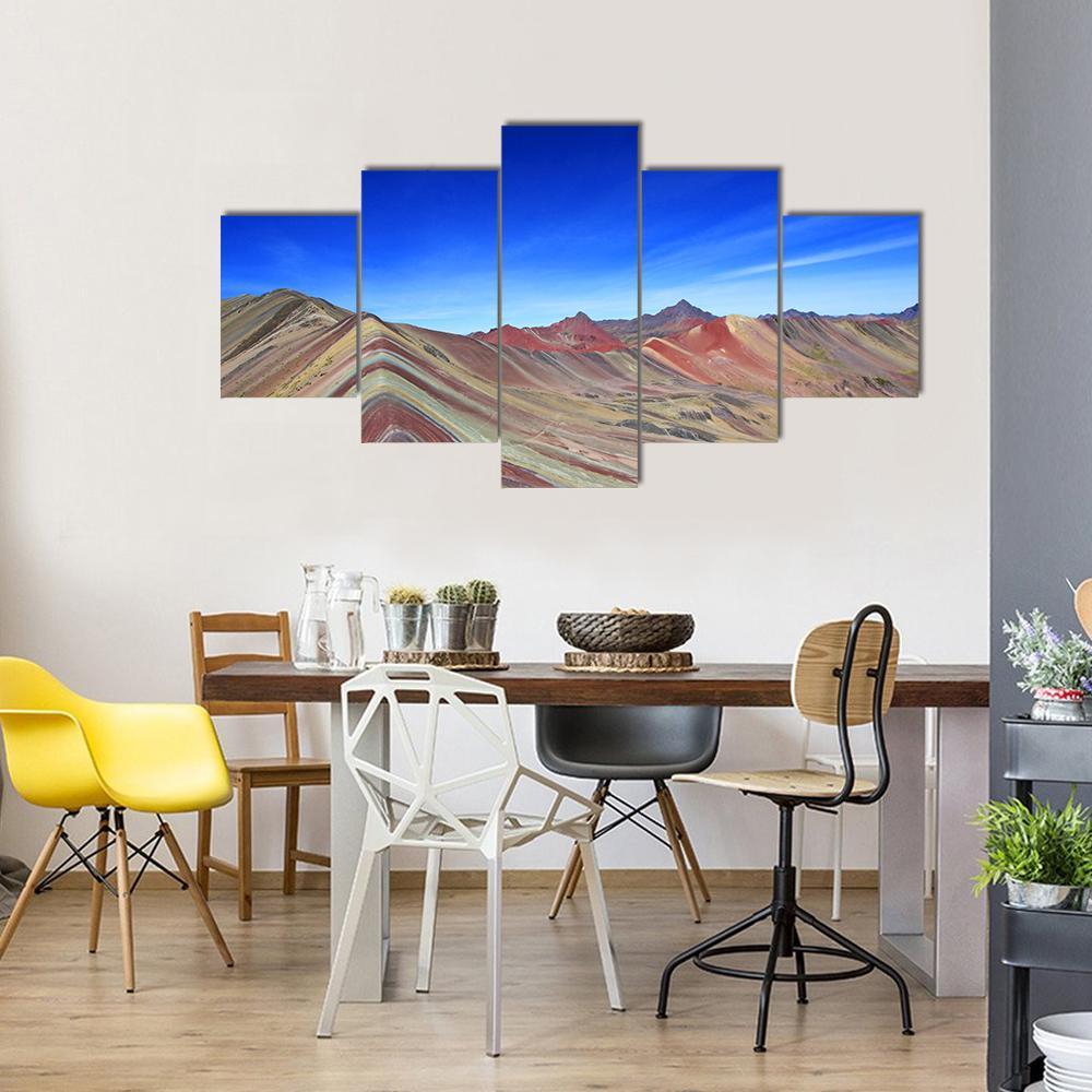 Rainbow Mountain In Peru Canvas Wall Art-5 Star-Gallery Wrap-62&quot; x 32&quot;-Tiaracle
