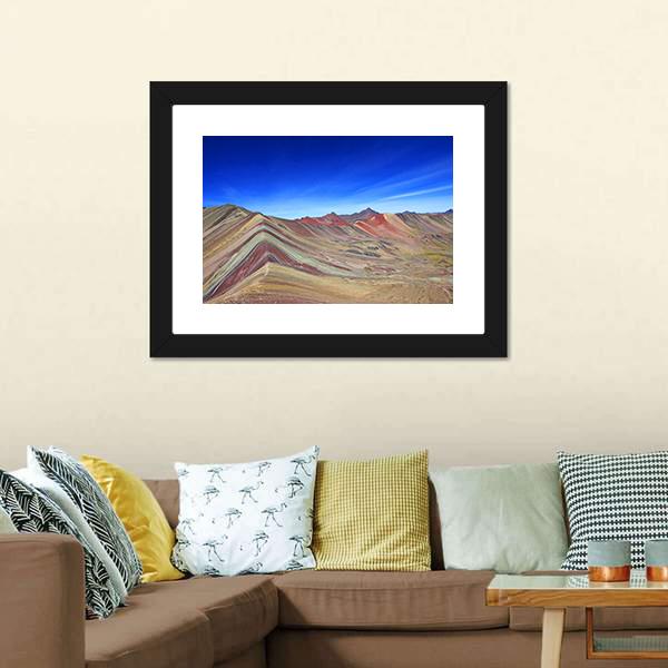 Rainbow Mountain In Peru Canvas Wall Art-1 Piece-Framed Print-20" x 16"-Tiaracle