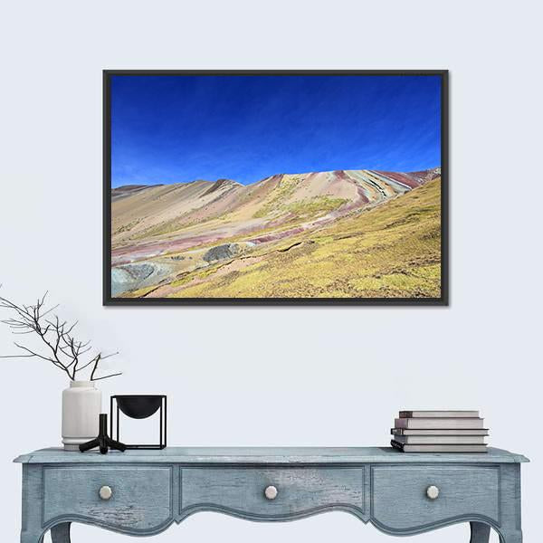 Rainbow Mountain Near Cusco Peru Canvas Wall Art-1 Piece-Floating Frame-24" x 16"-Tiaracle