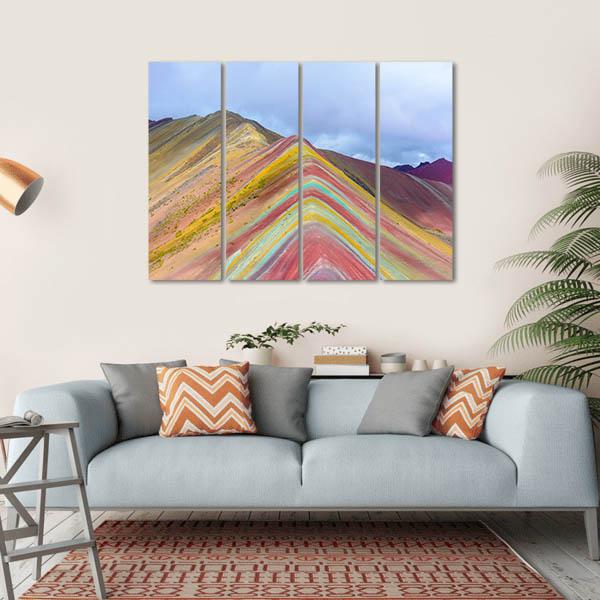 Rainbow Mountain Peru Canvas Wall Art-4 Horizontal-Gallery Wrap-34" x 24"-Tiaracle