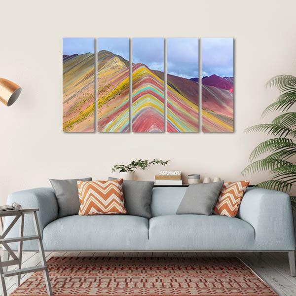Rainbow Mountain Peru Canvas Wall Art-5 Horizontal-Gallery Wrap-22" x 12"-Tiaracle