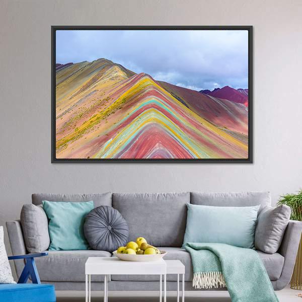 Rainbow Mountain Peru Canvas Wall Art-5 Horizontal-Gallery Wrap-22" x 12"-Tiaracle