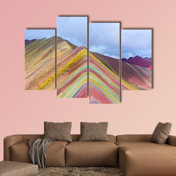 Rainbow Mountain Peru Canvas Wall Art-4 Pop-Gallery Wrap-50" x 32"-Tiaracle