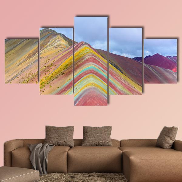 Rainbow Mountain Peru Canvas Wall Art-5 Star-Gallery Wrap-62&quot; x 32&quot;-Tiaracle