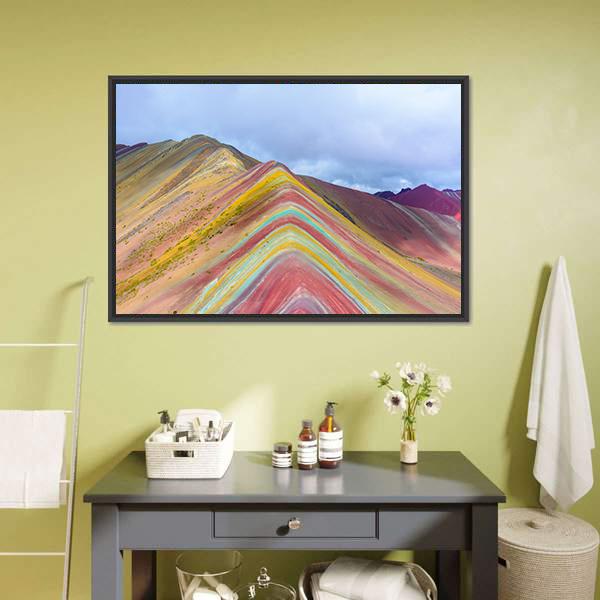 Rainbow Mountain Peru Canvas Wall Art-3 Horizontal-Gallery Wrap-25" x 16"-Tiaracle