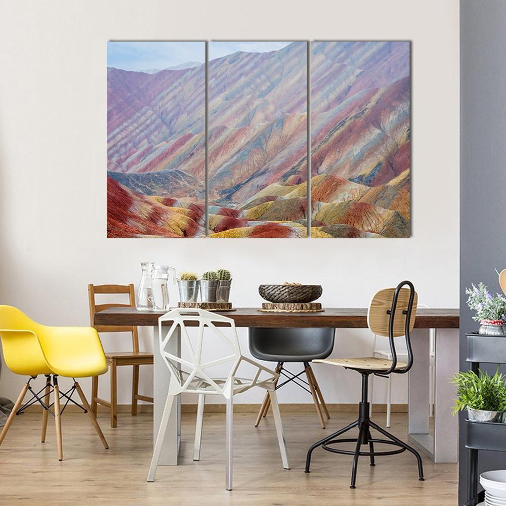 Rainbow Mountains At Zhangye In China Canvas Wall Art-3 Horizontal-Gallery Wrap-37" x 24"-Tiaracle