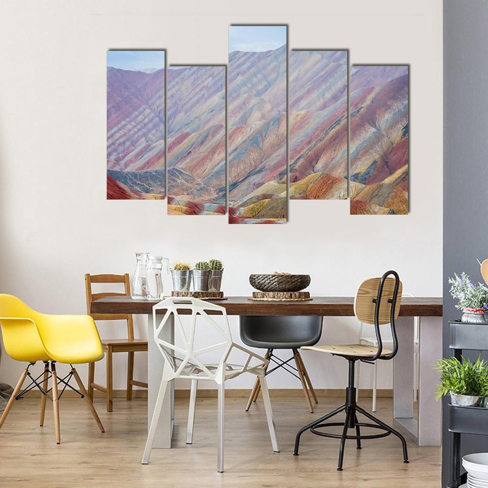 Rainbow Mountains At Zhangye In China Canvas Wall Art-5 Pop-Gallery Wrap-47" x 32"-Tiaracle
