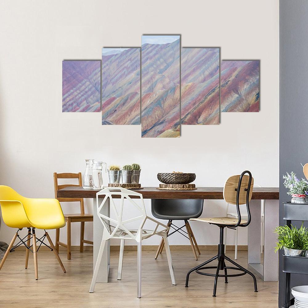 Rainbow Mountains At Zhangye In China Canvas Wall Art-5 Star-Gallery Wrap-62" x 32"-Tiaracle